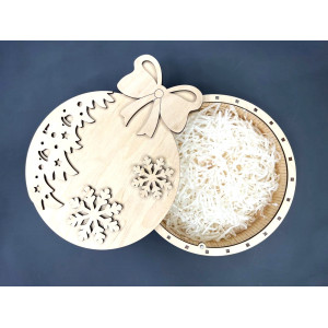 Коробочка подарочная с фанеры Новогодняя 26*20*6см (000313)
